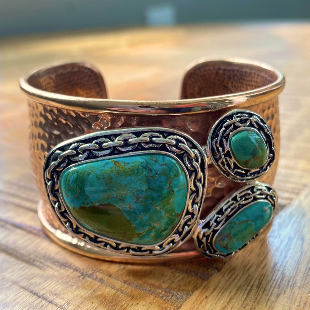 Barse Sterling Silver & Copper Turquoise Cuff